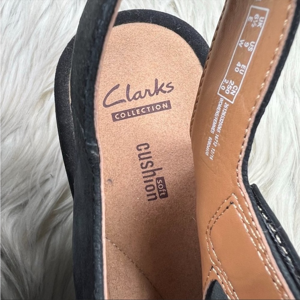 NWOT Clarks Collection Women's Black Nubuck Wedge Platform Sandals Velcro Sz 9 - Picture 5 of 8